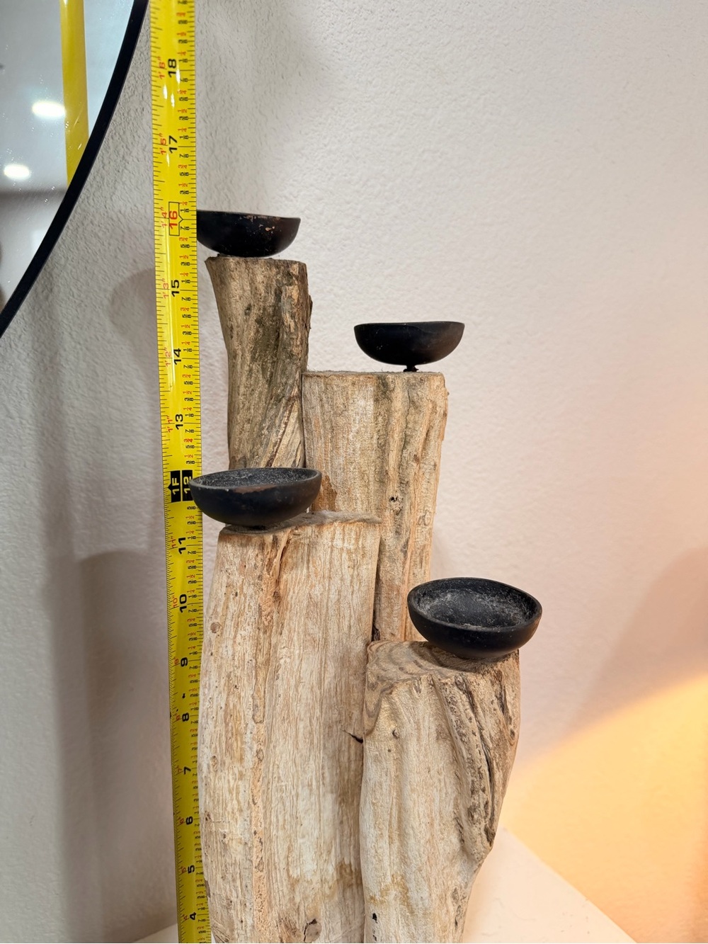 Rustic Driftwood Candle Holder 4 Tier Wood Log Tealight Stand - Picture 2 of 5